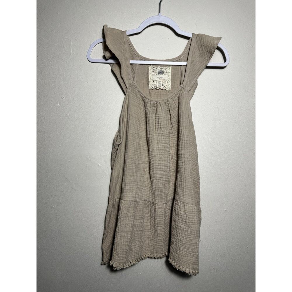 Cupio Women's Flutter Sleeve Peplum Top Humus Size Large MSRP$62.00